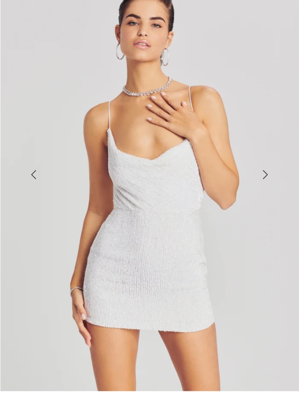 Retrofete Jill Sequin Spaghetti Strap Mini Dress in Moonglow XS